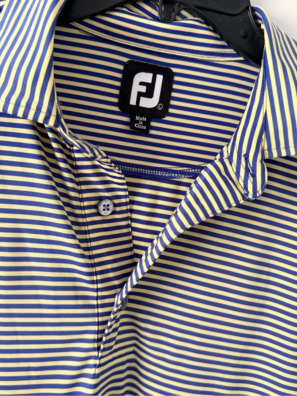 FootJoy L Large Mens Chateau Elan Club GOLF POLO FJ Blue Yellow
